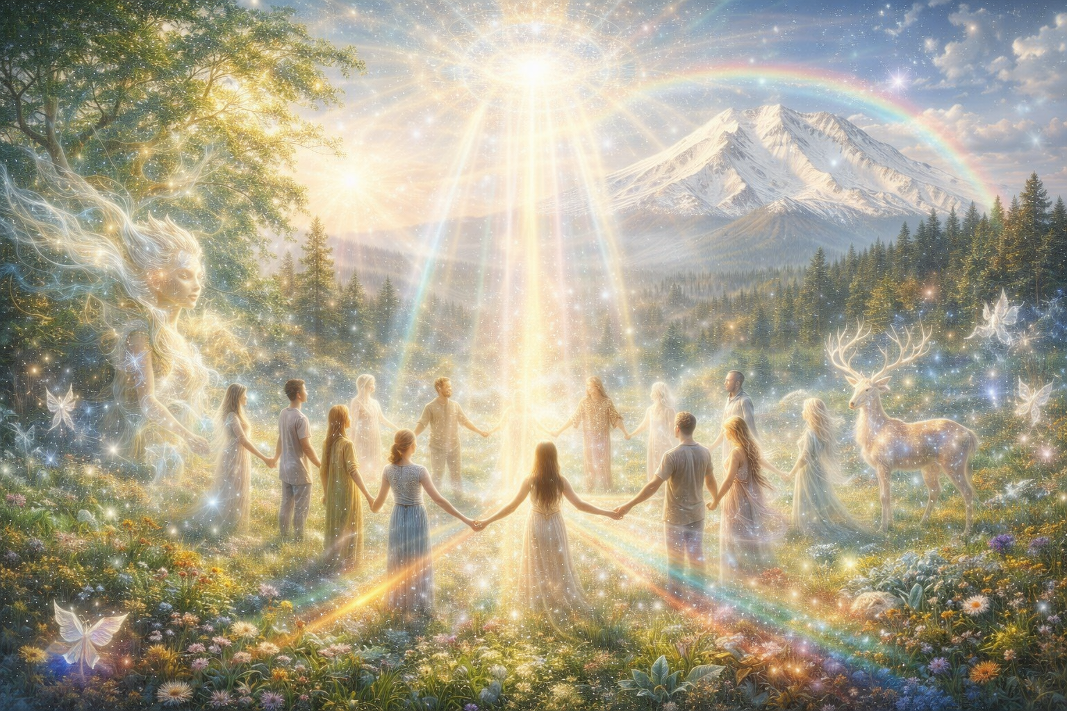 Image of Coherence and Unity gathering in Mount Shasta - Song of the Dove Foundation copyright